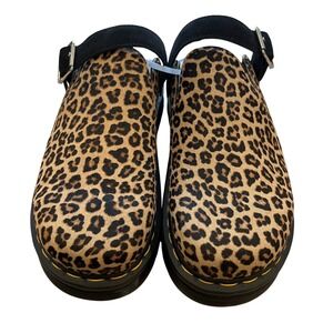 Dr. Martens Zebzag Leopard Print Hair On Leather Mules Clogs Mens 11 Womens 12